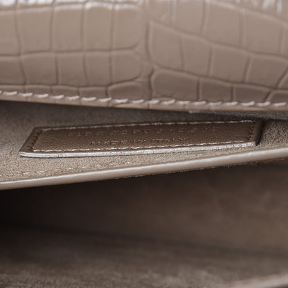 Saint Laurent Calfskin Crocodile Embossed Medium Monogram Sunset Dark Beige 10 of 10