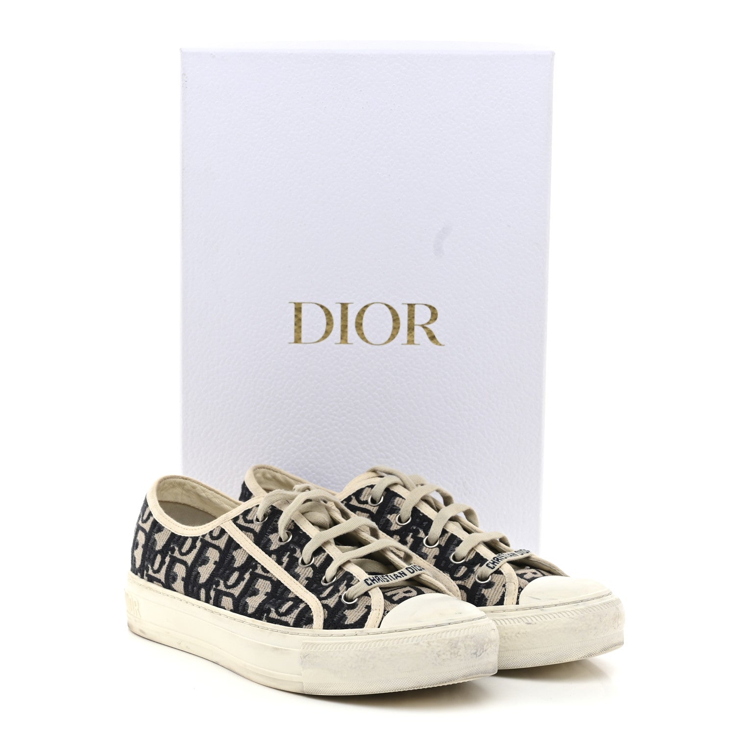Christian Dior Canvas Oblique Walk 'N' Dior Low Top Sneakers 38.5 Deep Blue 10 of 10