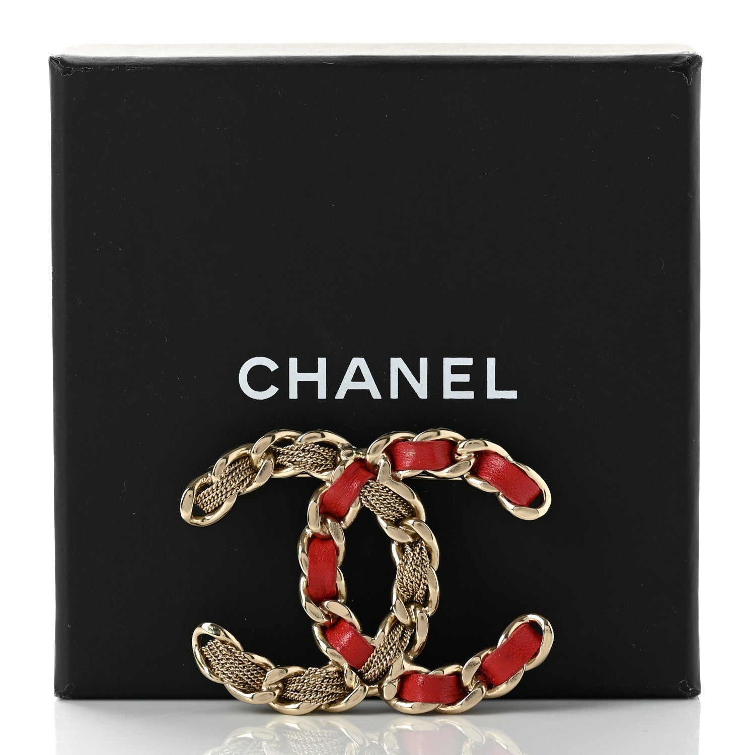Chanel Lambskin Chain CC Brooch Red 5 of 5