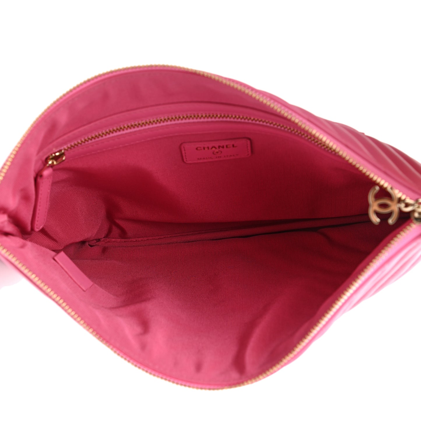 Lambskin Chevron Quilted Medium Cosmetic Case Pink