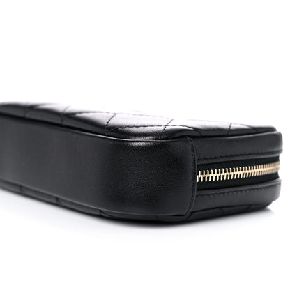 Chanel Lambskin Quilted Small Curvy Pouch Cosmetic Case Black 9 of 10