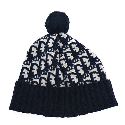 Christian Dior Cashmere Oblique PomPom Beanie Navy Blue 2 of 4