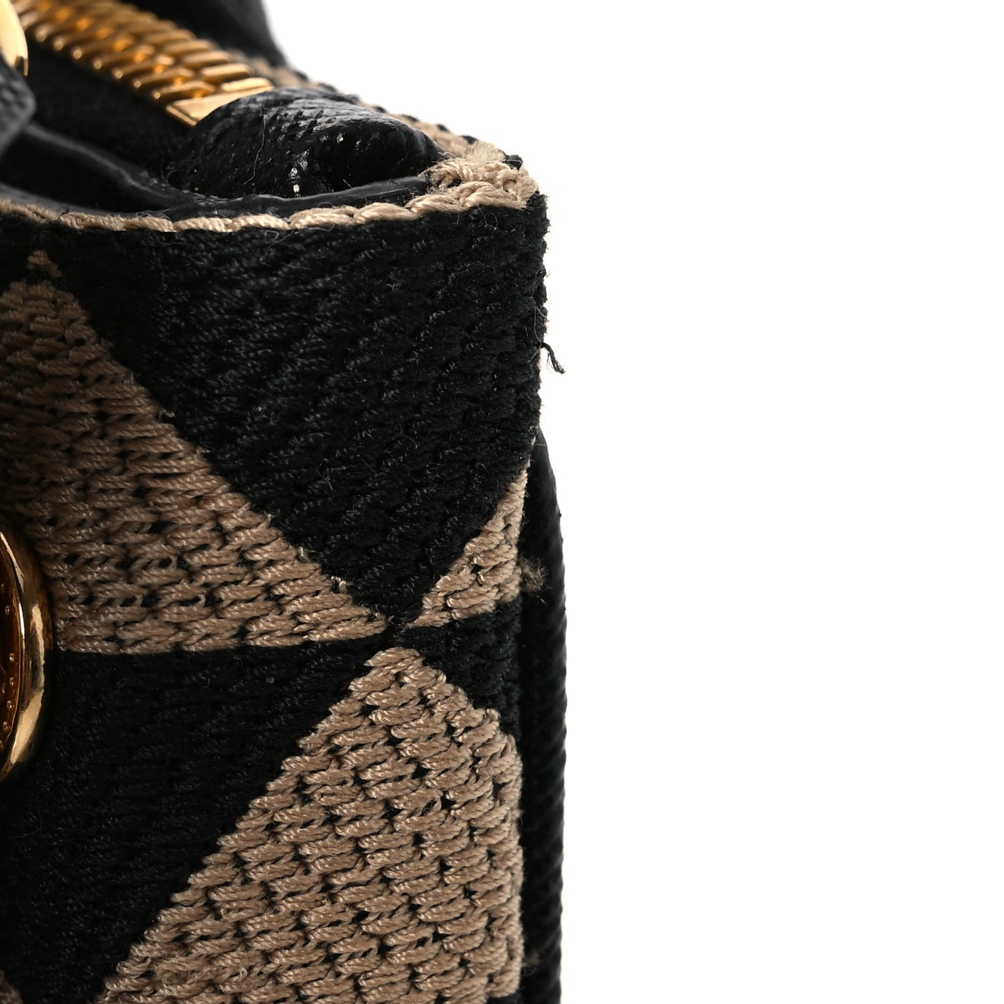 Jacquard Saffiano Triangolo Symbole Embroidered Mini Galleria Double Zip Tote Black Corda