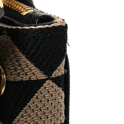 Prada Jacquard Saffiano Triangolo Symbole Embroidered Mini Galleria Double Zip Tote Black Corda 14 of 14