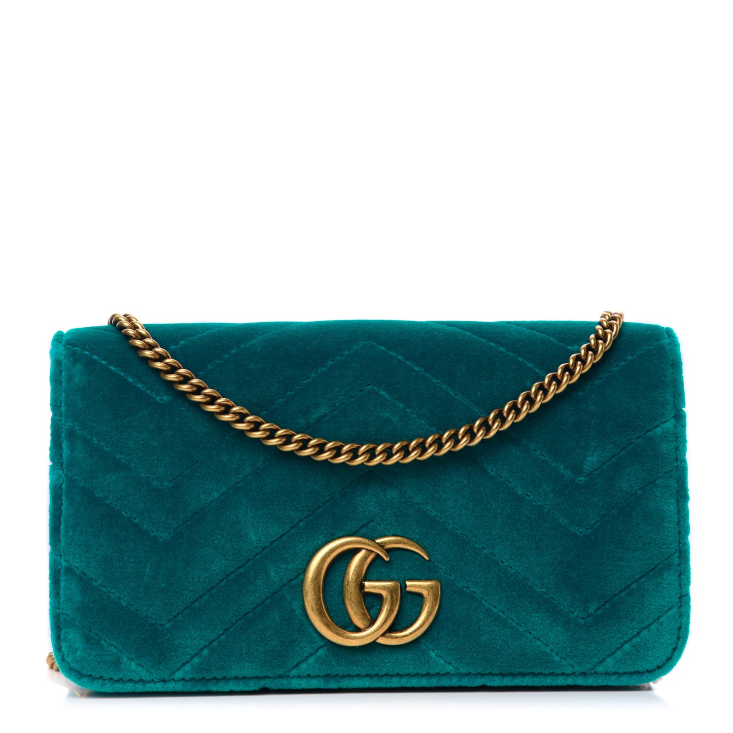 Velvet Matelasse GG Marmont Mini Bag Pavone Cyan
