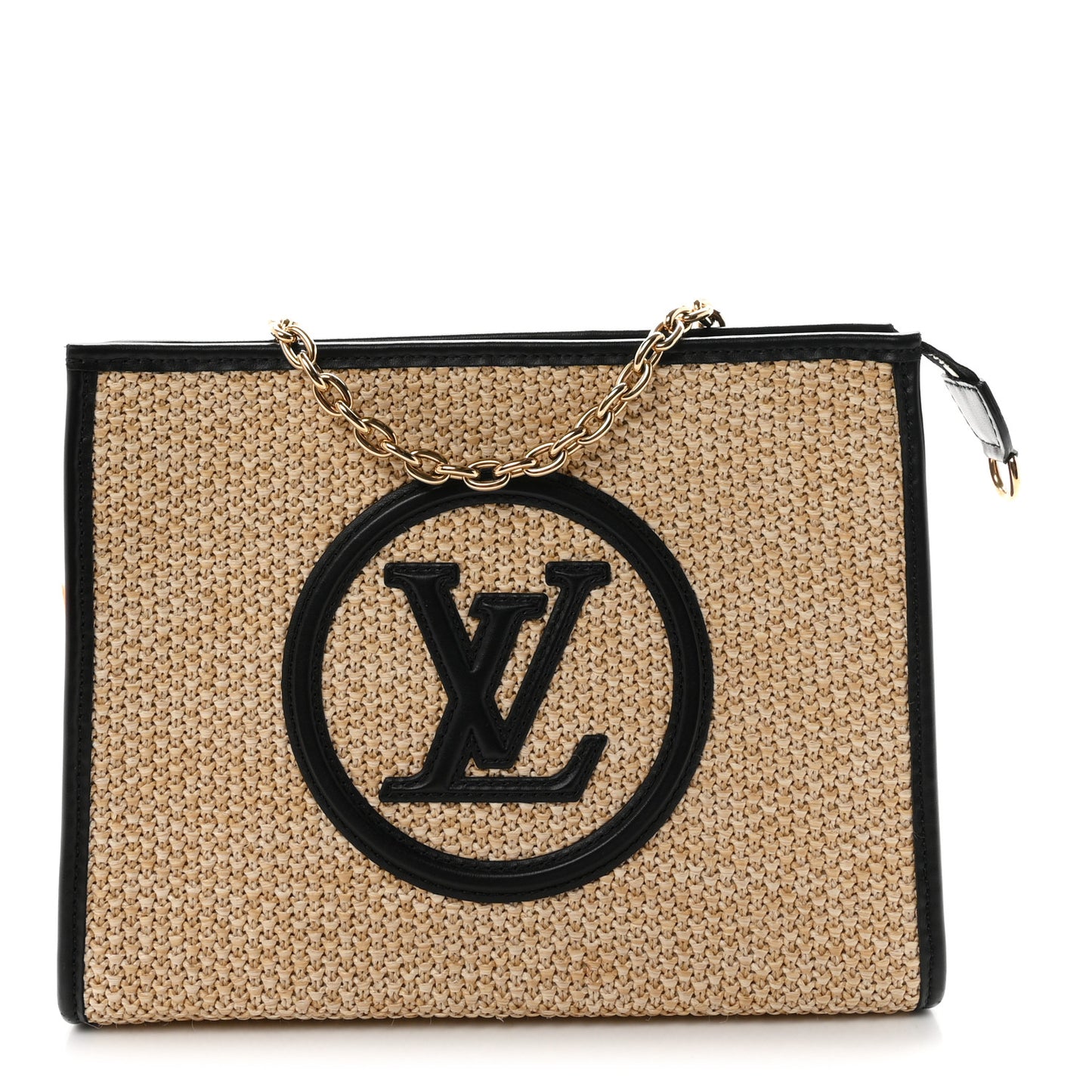 Raffia Calfskin Monogram Giant Pouch