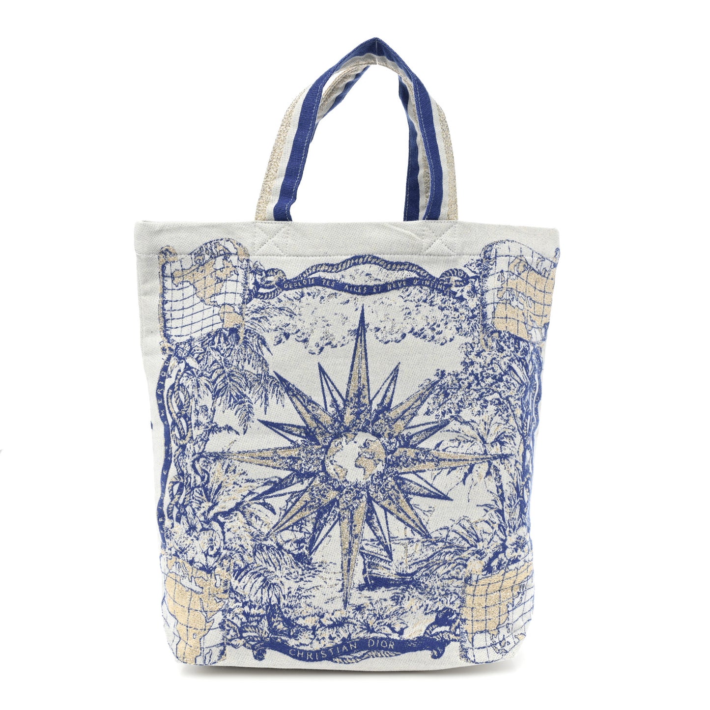 Canvas Print Cruise Tote Ivory Blue