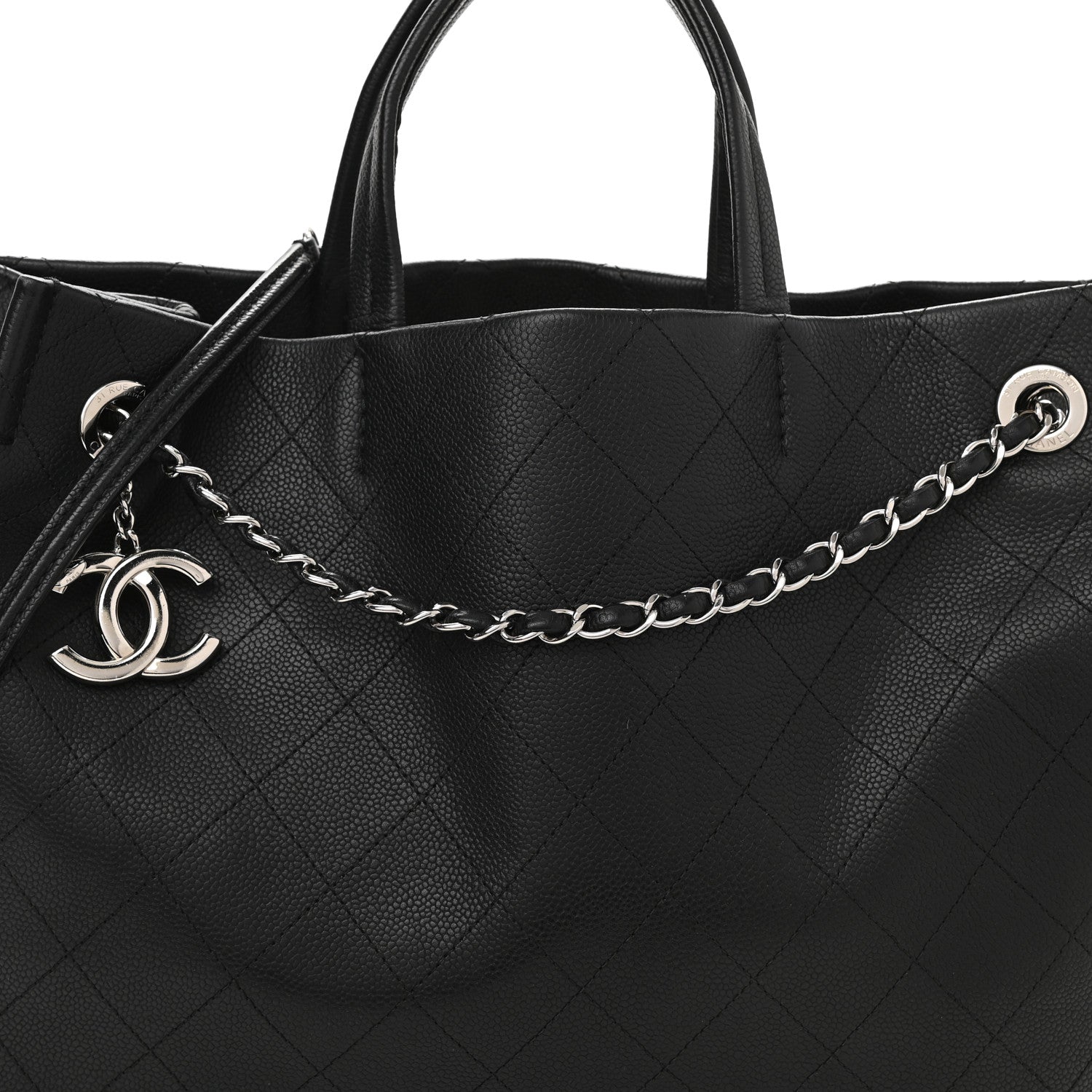 Chanel Grained Calfskin CC Pocket Tote Black 7 of 10