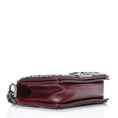 Chanel Glazed Calfskin Quilted Small Boy Chained Flap Burgundy 4 of 18