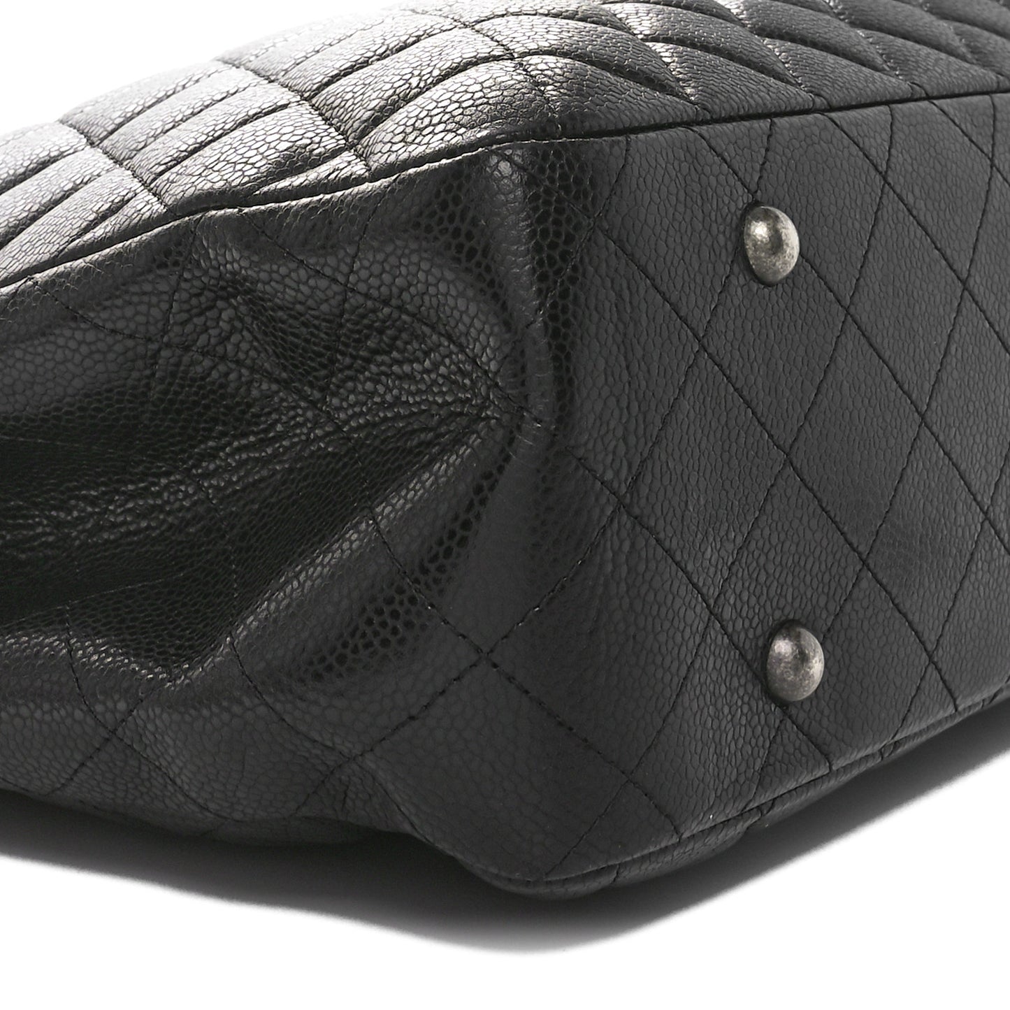 Caviar Quilted Large Shopping Tote Black