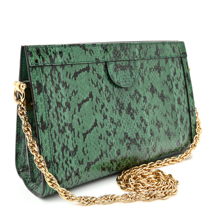 Gucci Snakeskin GG Small Ophidia Chain Shoulder Bag Green 3 of 10
