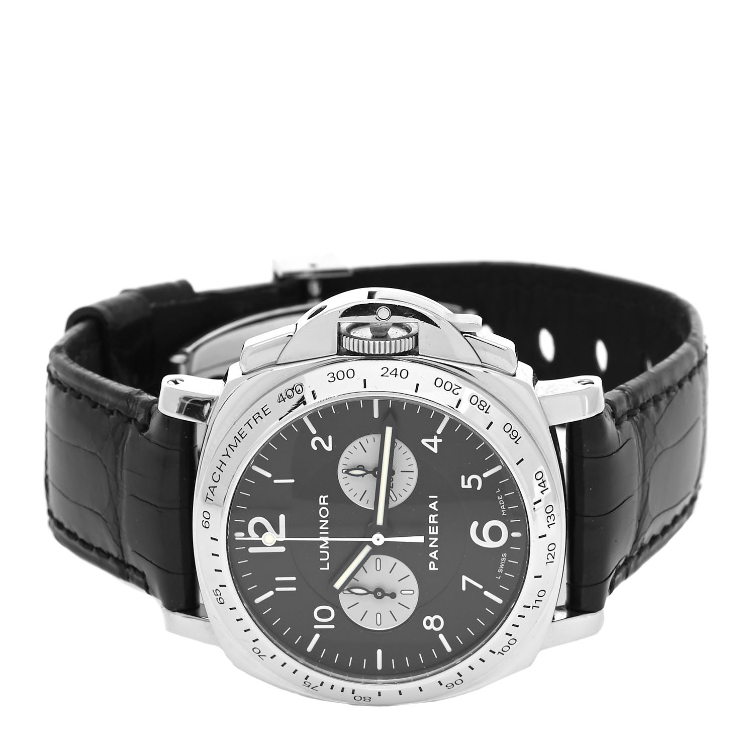 Panerai 18K White Gold Alligator 40mm Luminor Automatic Watch Black PAM00189 2 of 5