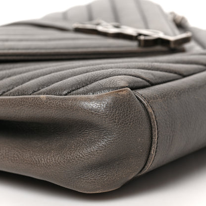 Saint Laurent Sheepskin Matelasse Chevron Monogram Medium College Bag Asphalt 7 of 8
