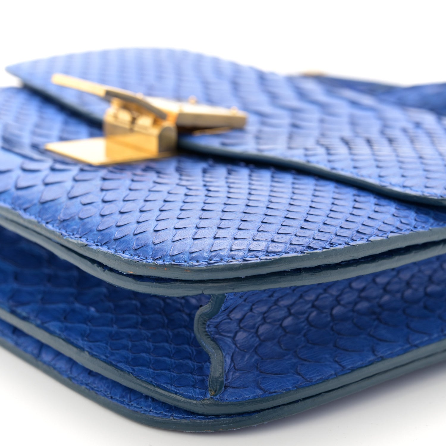 Celine Snakeskin Medium Classic Box Flap Blue 9 of 14