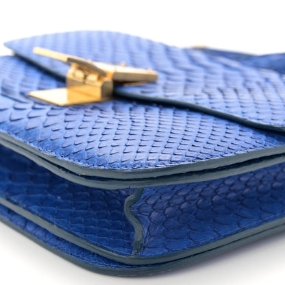 Celine Snakeskin Medium Classic Box Flap Blue 9 of 14