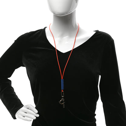 Hermes Lizard Palladium Permabrass Curiosite Pendant Necklace Orange 2 of 9