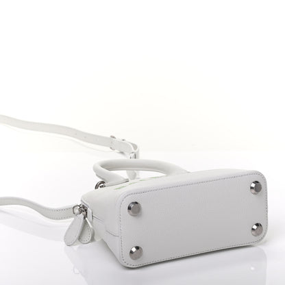 Balenciaga Grained Calfskin Logo XXS Ville Top Handle Bag White Light Green 3 of 4