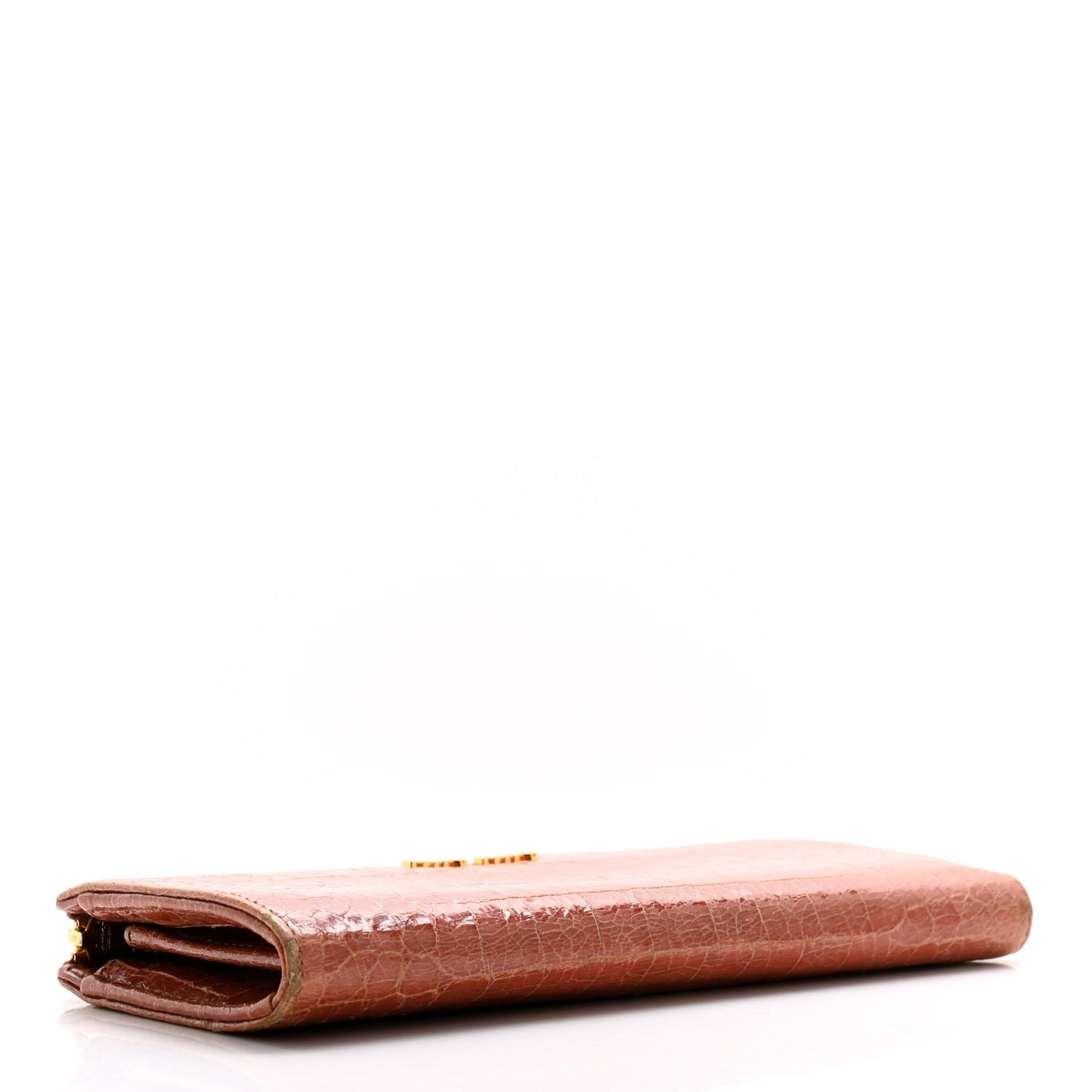 Vernice Crocodile Embossed Calfskin Zip Around Wallet Antico