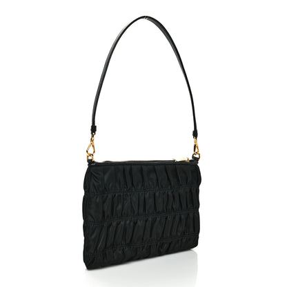 Prada Tessuto Nylon Gaufre Shoulder Bag Black 2 of 8