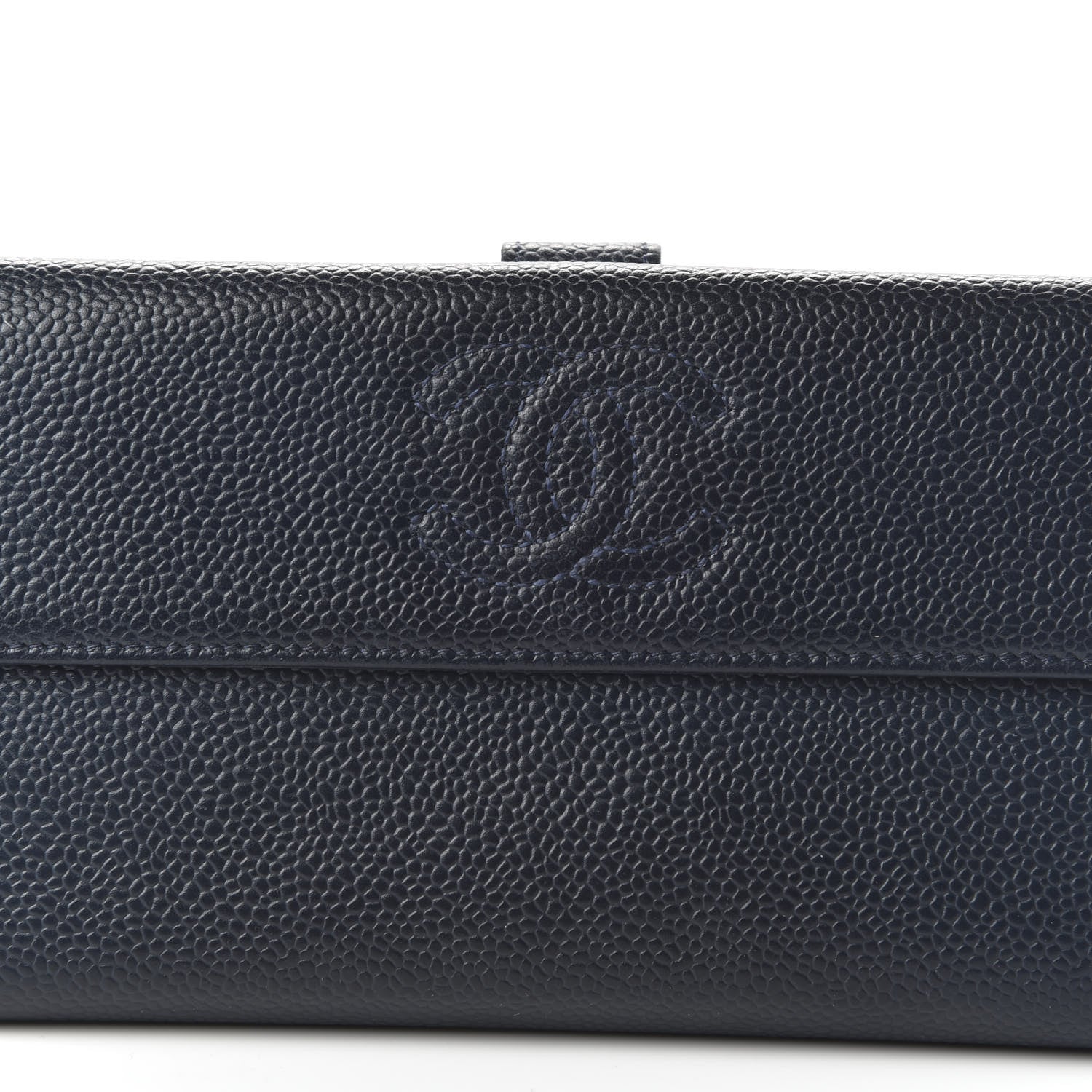 Chanel Caviar CC Long Flap French Wallet Navy Blue 11 of 12