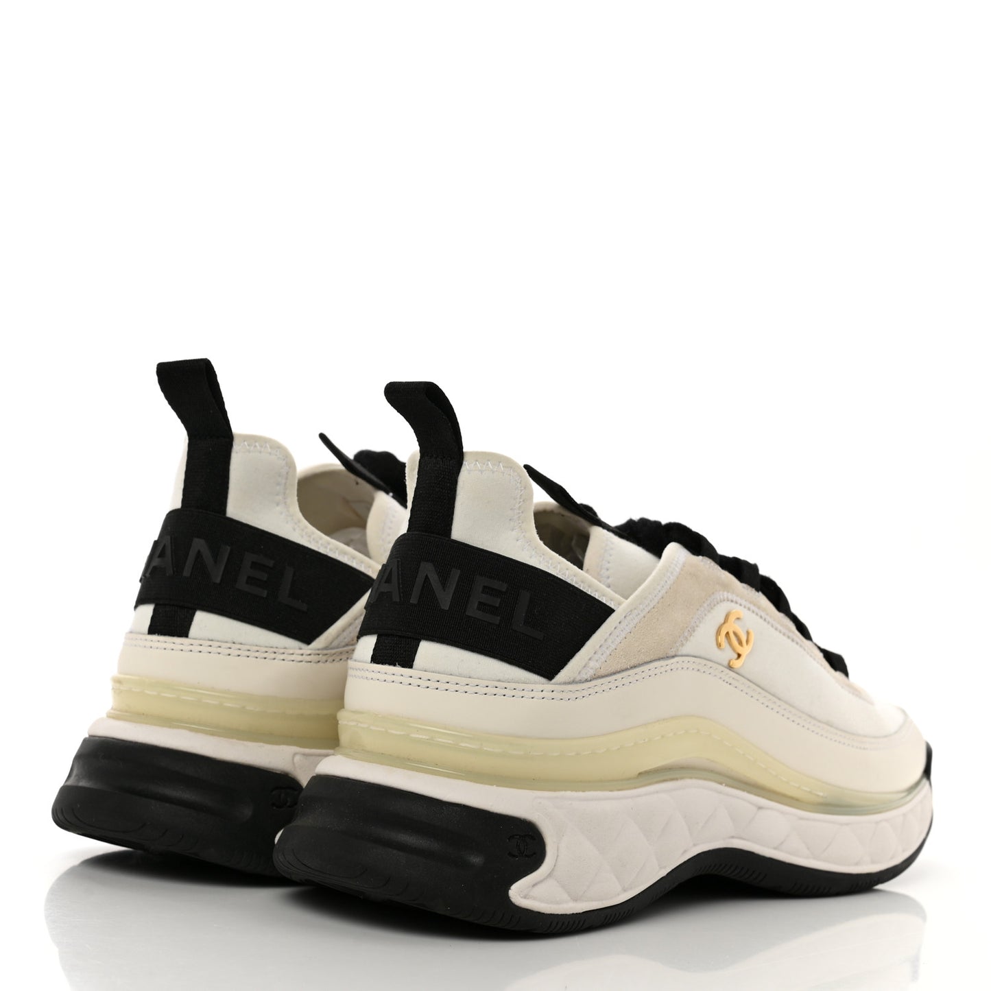 Velvet Calfskin Mixed Fibers CC Sneakers 40.5 Ivory Black