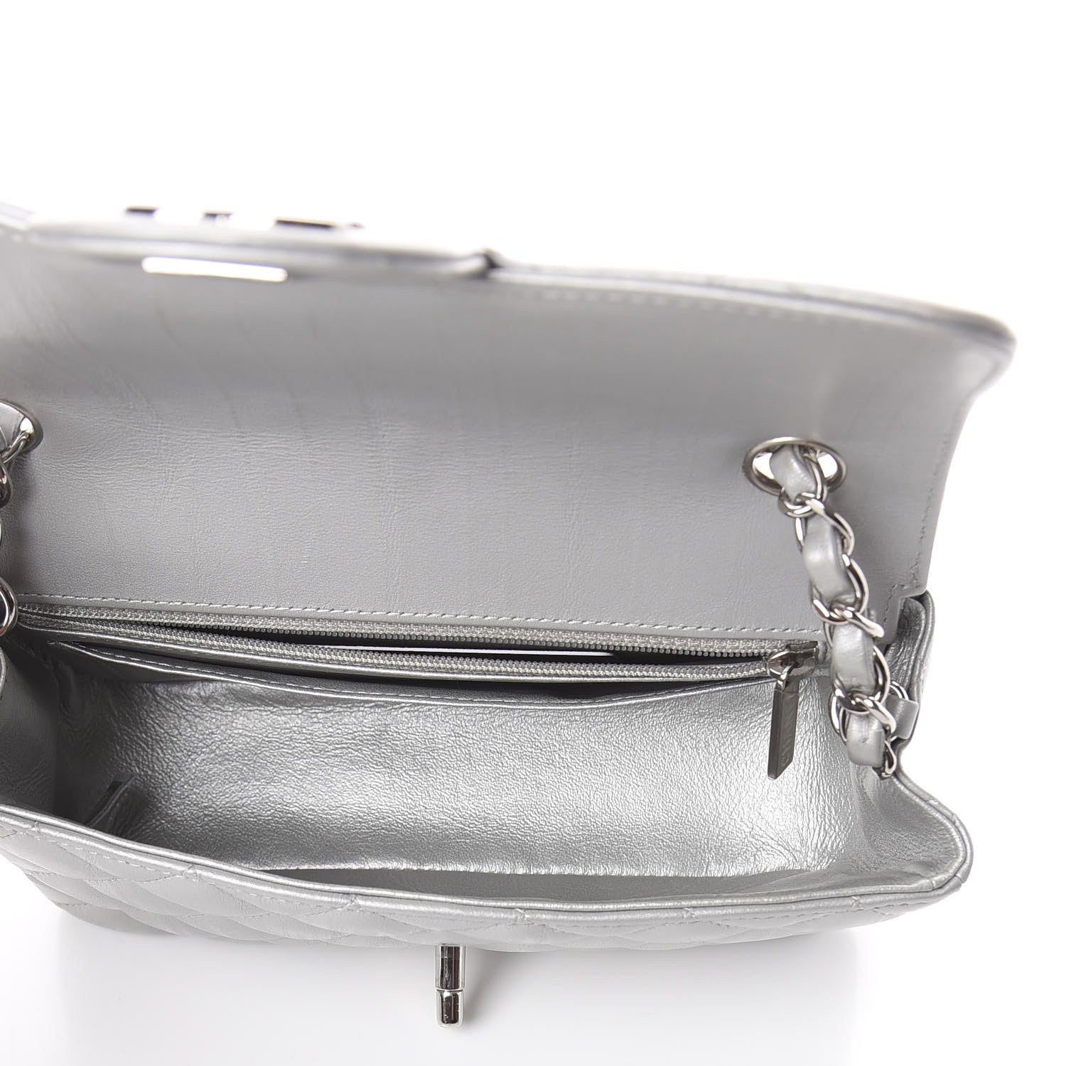 Chanel Metallic Lambskin Quilted Mini Rectangular Flap Silver 4 of 8