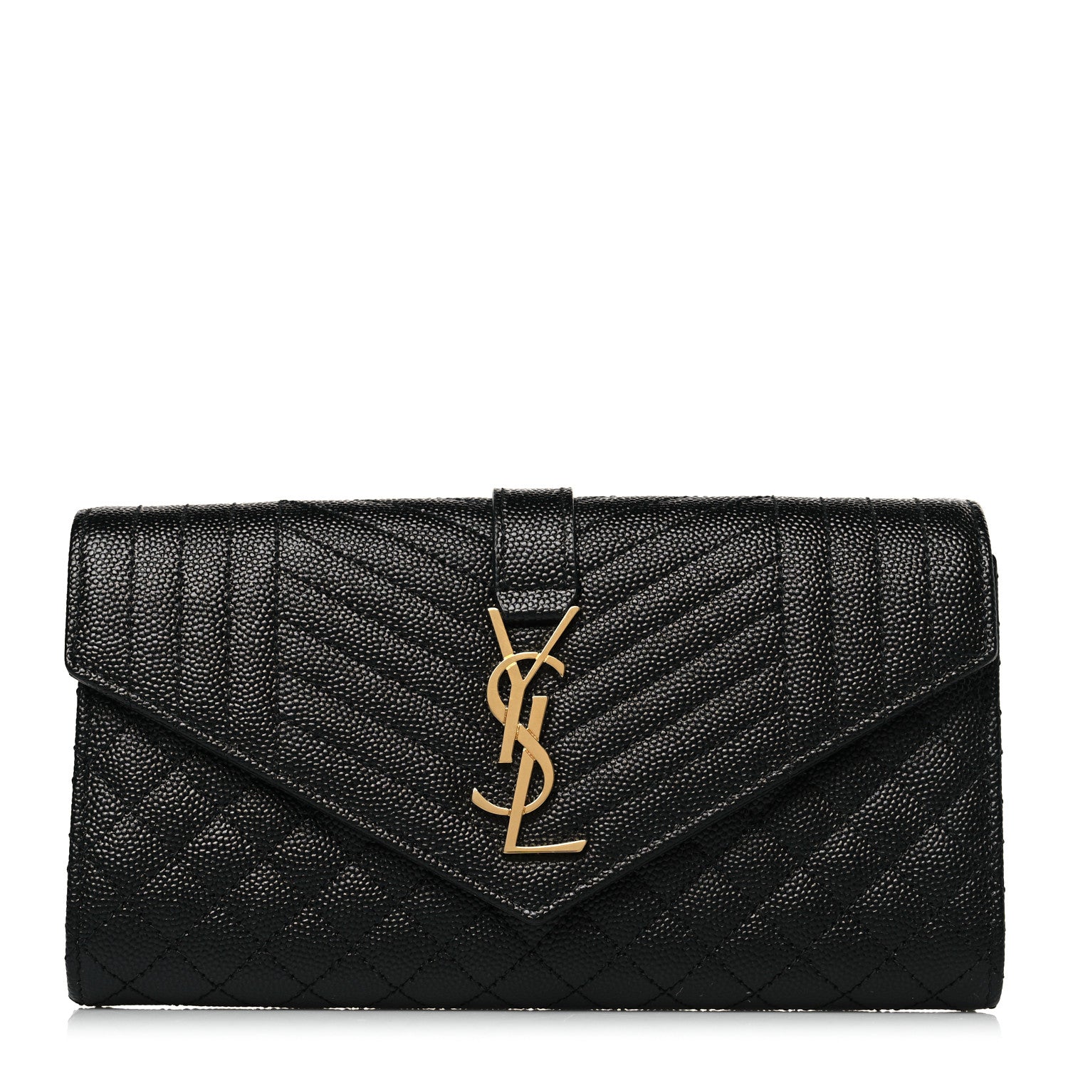 Saint Laurent Grain De Poudre Mixed Matelasse Triquilt Large Monogram Wallet Black 1 of 7