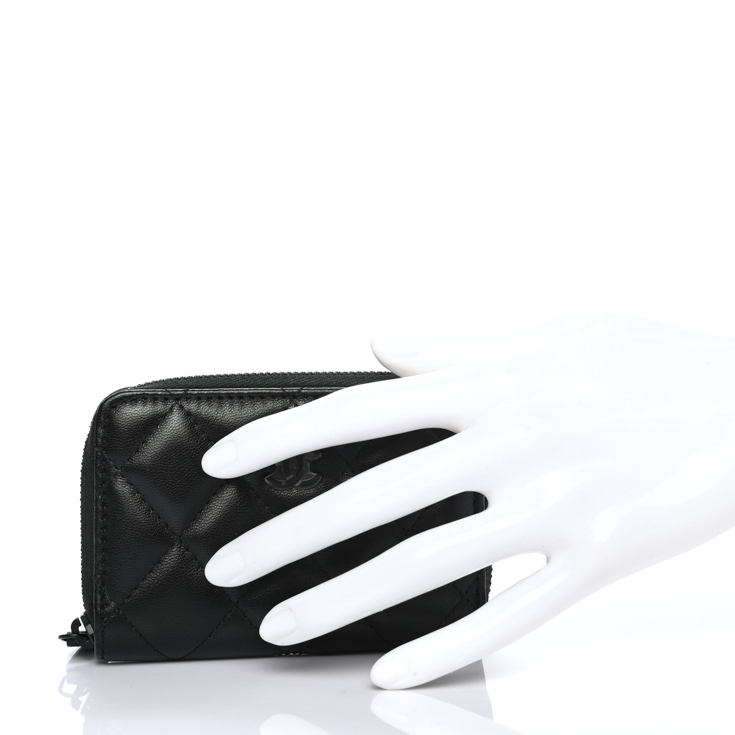 Lambskin Quilted Zip Coin Purse So Black