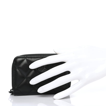 Chanel Lambskin Quilted Zip Coin Purse So Black 2 of 7