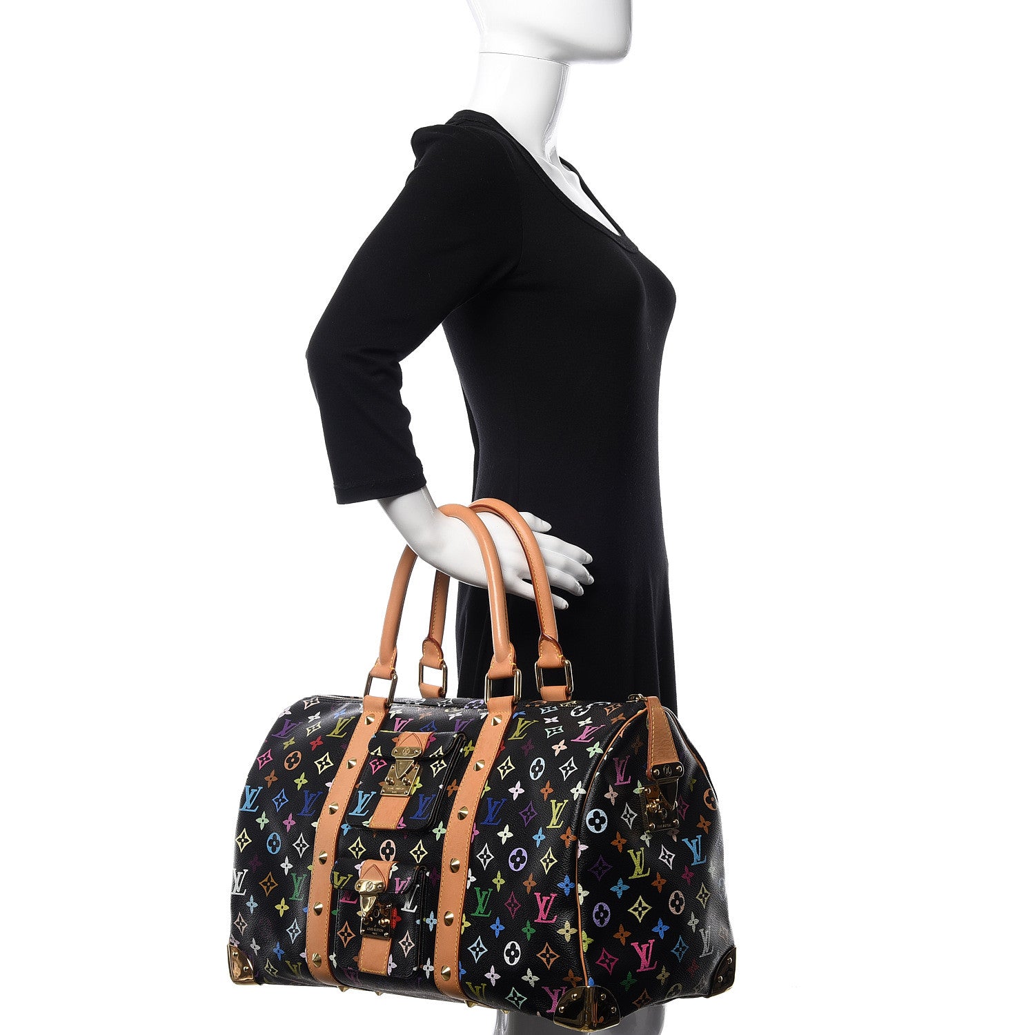 Louis Vuitton Monogram Multicolor Keepall 45 Black 2 of 9
