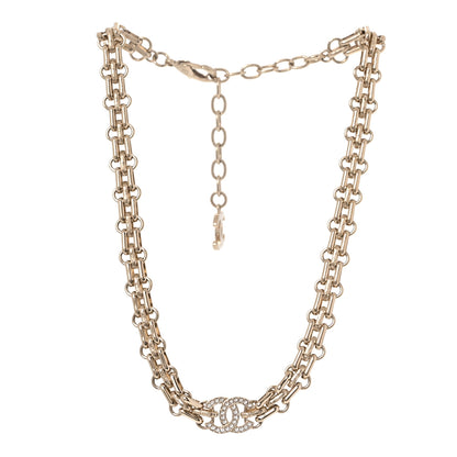 Chanel Metal Crystal CC Choker Necklace Gold 3 of 4