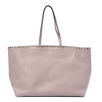 Valentino Garavani Grained Calfskin Rockstud Shoulder Tote Poudre 1 of 13