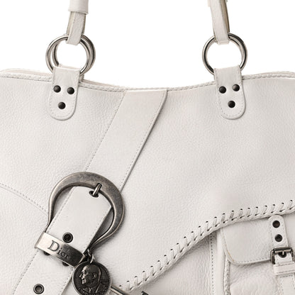 Christian Dior Calfskin Braided Gaucho Double Saddle Bag White 8 of 16
