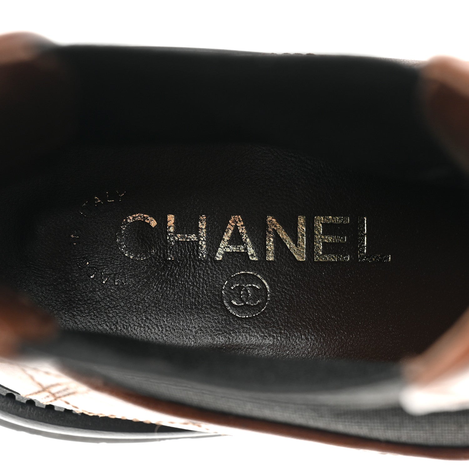 Chanel Calfskin Patent Cap Toe Quilted Short Boots 39.5 Brown Black 8 of 13