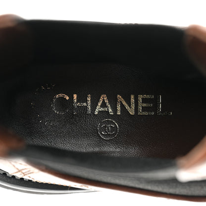 Chanel Calfskin Patent Cap Toe Quilted Short Boots 39.5 Brown Black 8 of 13