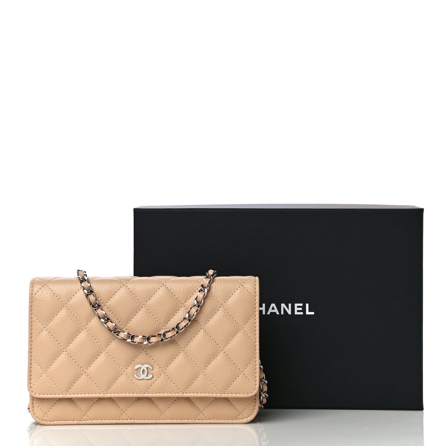 Chanel Caviar Quilted Wallet On Chain WOC Beige 12 of 12