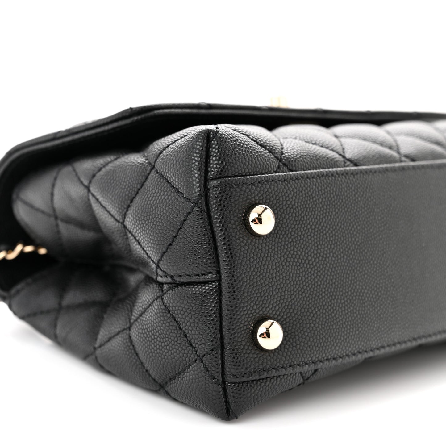 Caviar Quilted Mini Coco Handle Flap Black