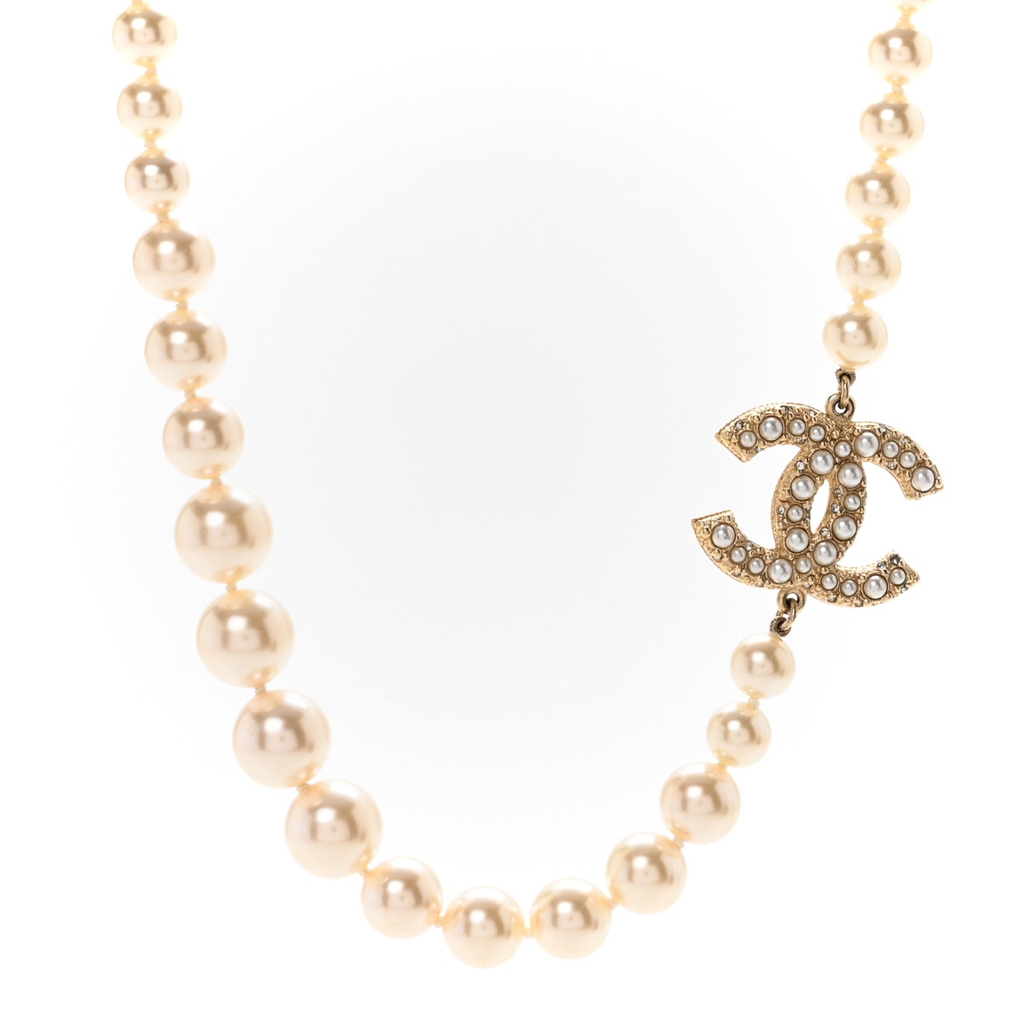 Pearl CC 100th Anniversary Necklace Light Gold