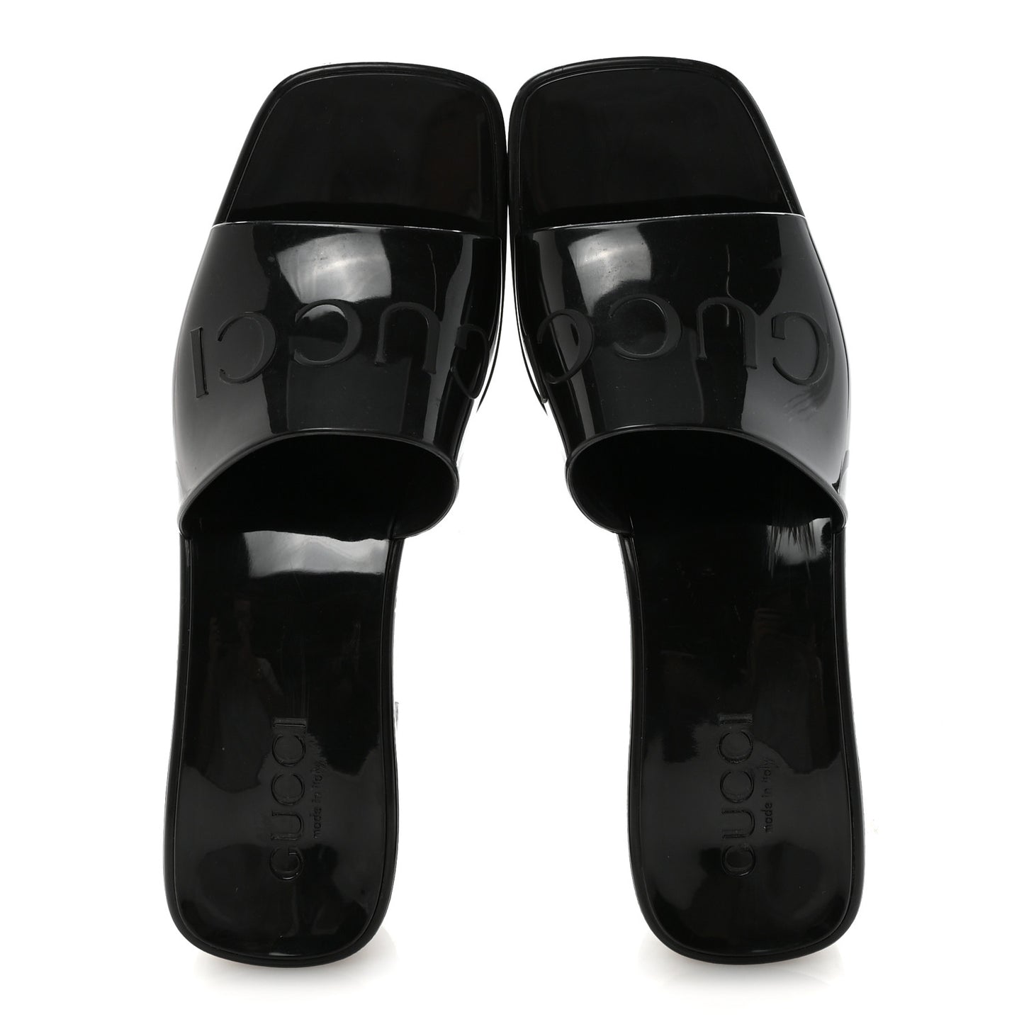 Rubber Gucci Logo Womens Platform 20/60mm Slide Sandals 37 Black