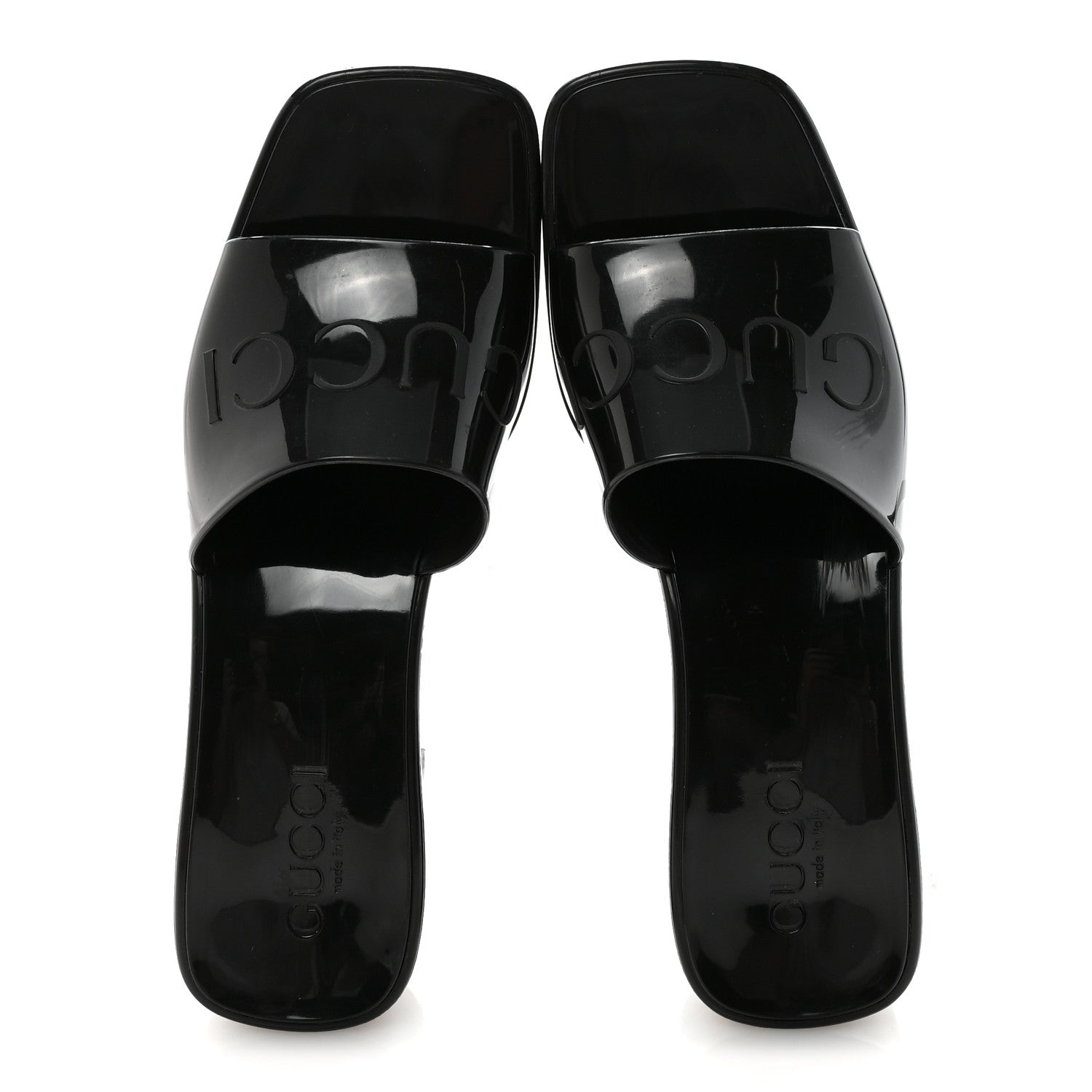 Gucci Rubber Gucci Logo Womens Platform 20/60mm Slide Sandals 37 Black 2 of 9