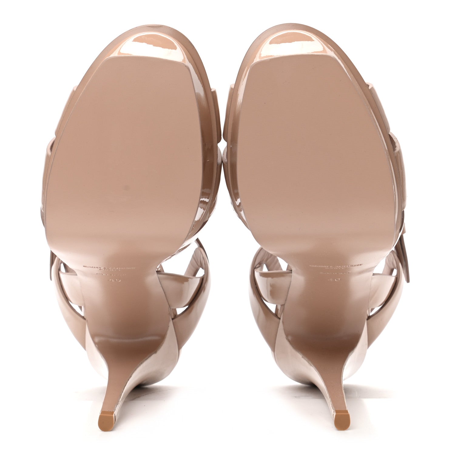 Saint Laurent Patent Tribute 105 Platform Sandals 40 Nude Powder 5 of 9