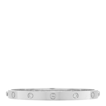 Cartier 18K White Gold 4 Diamond Love Bracelet 19 1 of 5