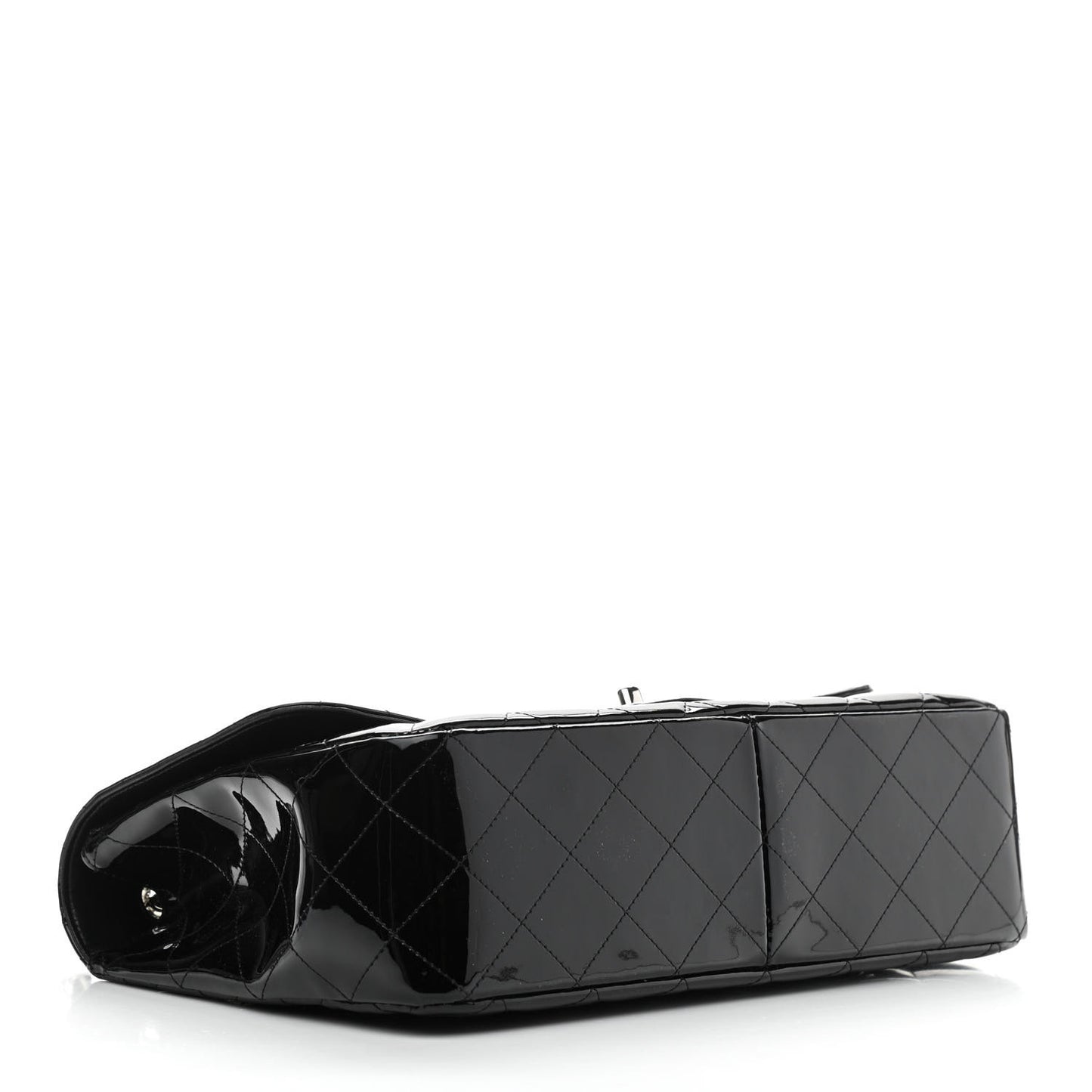Patent Quilted Jumbo Double Flap Black