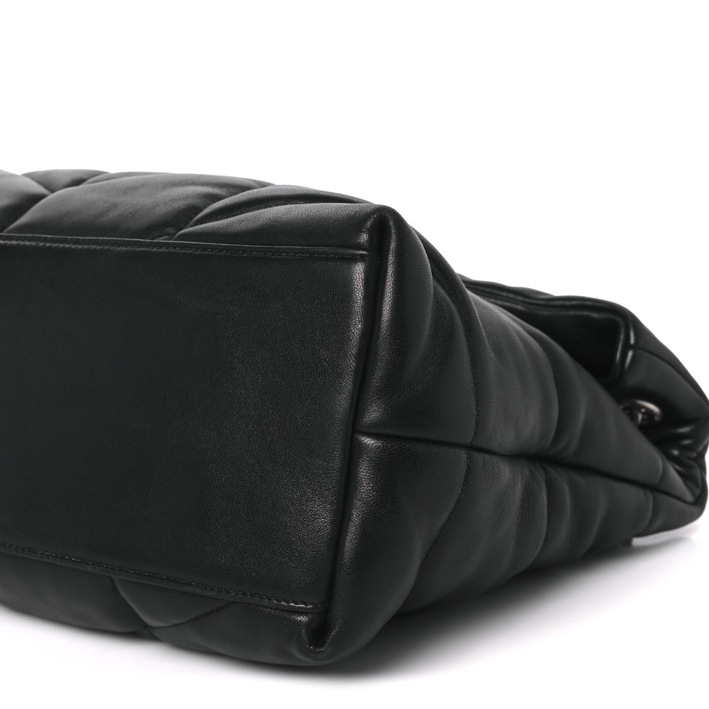 Lambskin Quilted Medium Loulou Puffer Monogram Chain Satchel Black