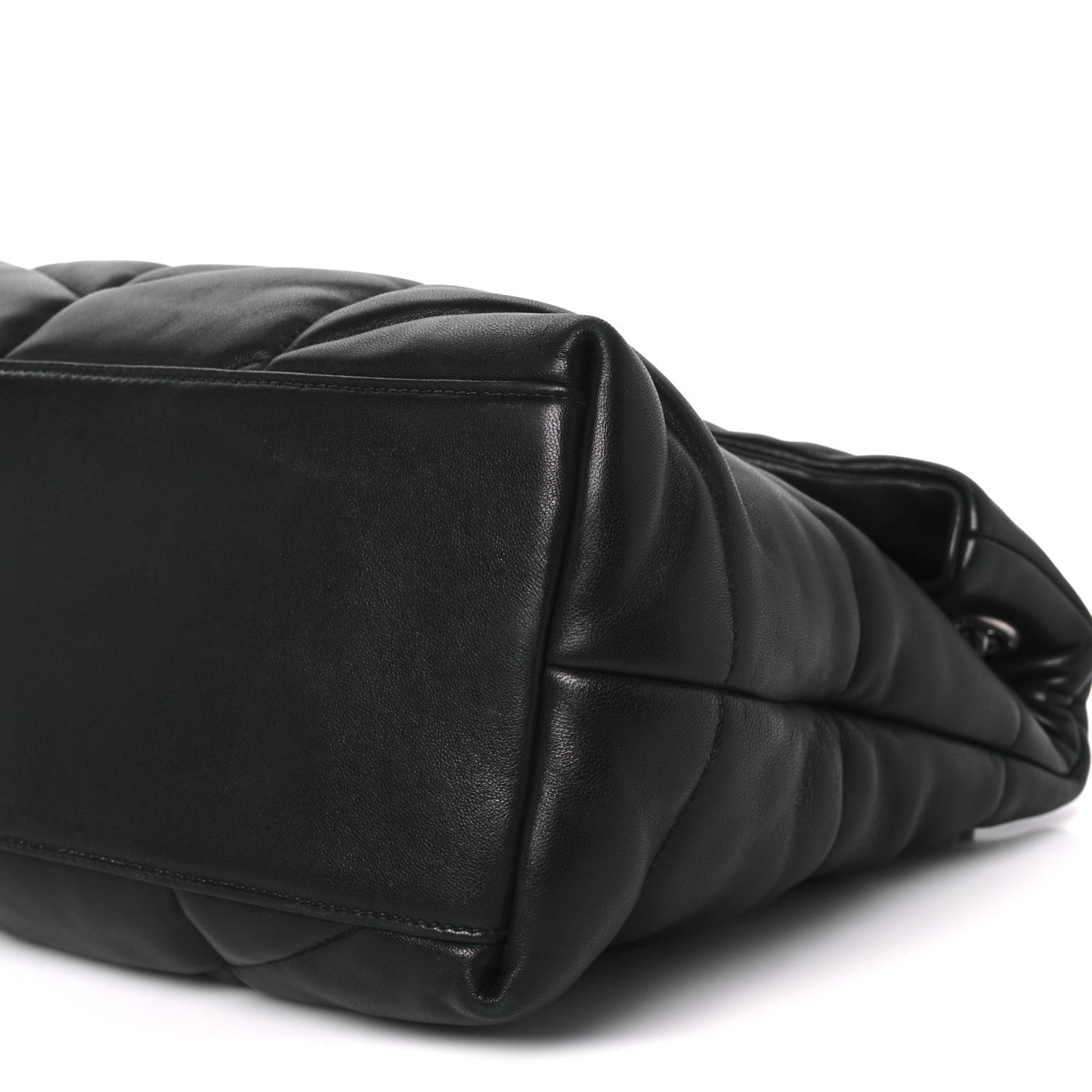 Saint Laurent Lambskin Quilted Medium Loulou Puffer Monogram Chain Satchel Black 11 of 12