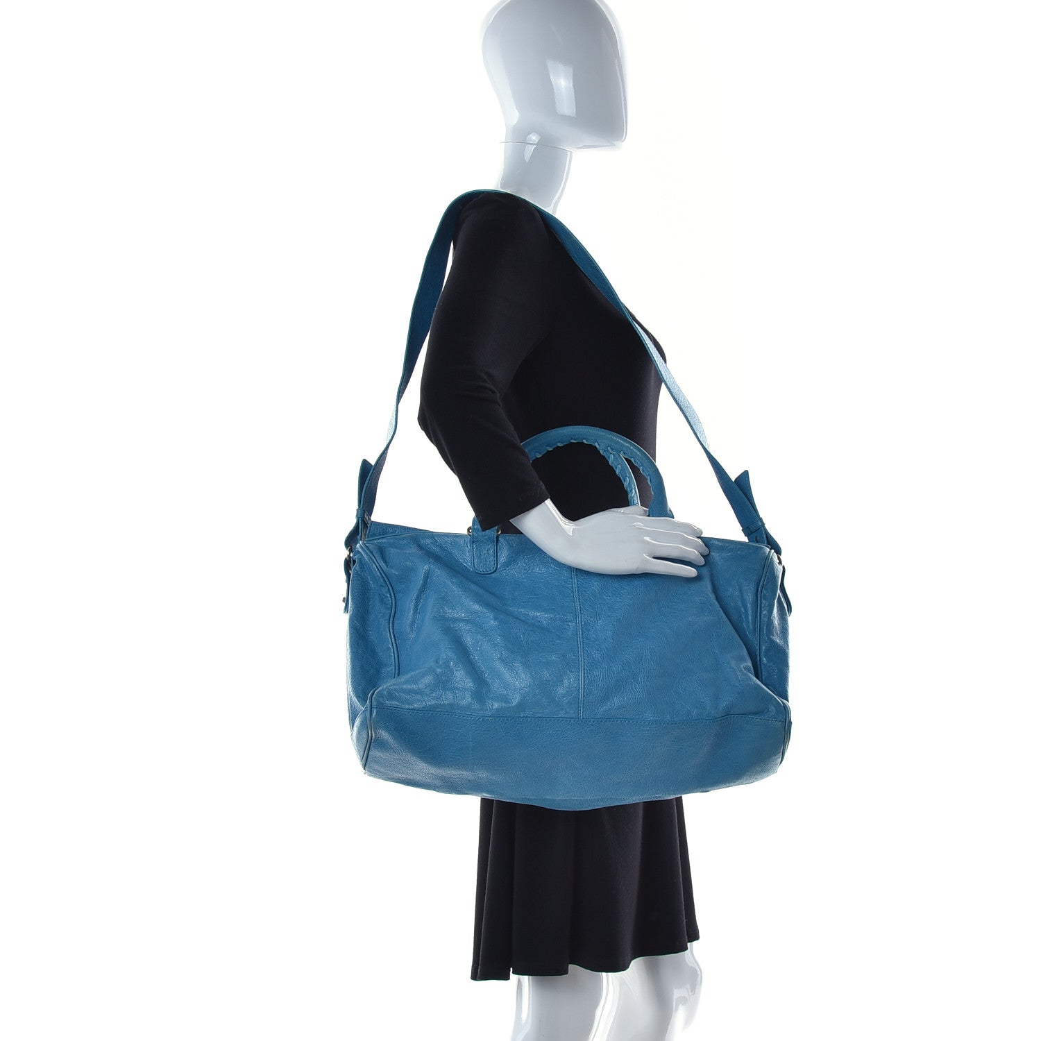 Balenciaga Agneau Classic Hardware Small Squash Duffel Bag Cyclade 2 of 14