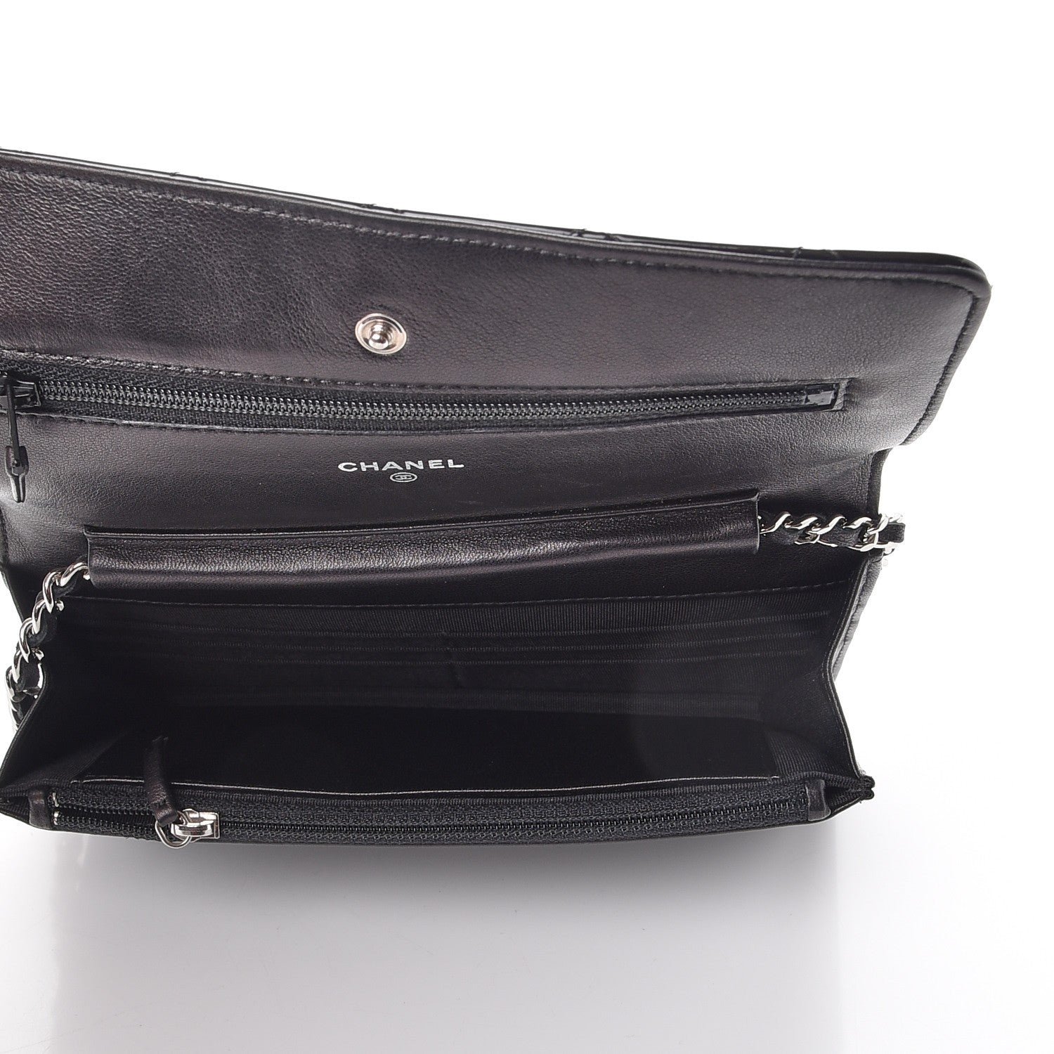 Chanel Patent Quilted Wallet On Chain WOC Black 5 of 8
