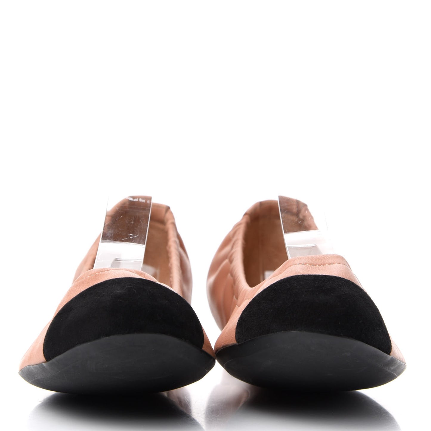 Lambskin Suede CC Elastic Cap Toe Ballerina Flats 38 Pink Black