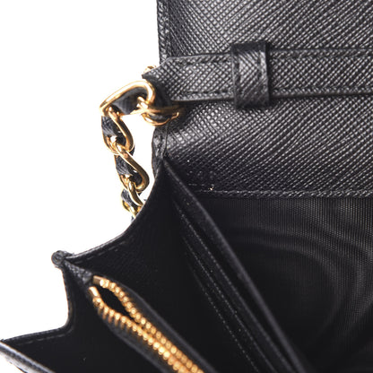 Prada Saffiano Metal Oro Chain Wallet Black 6 of 10