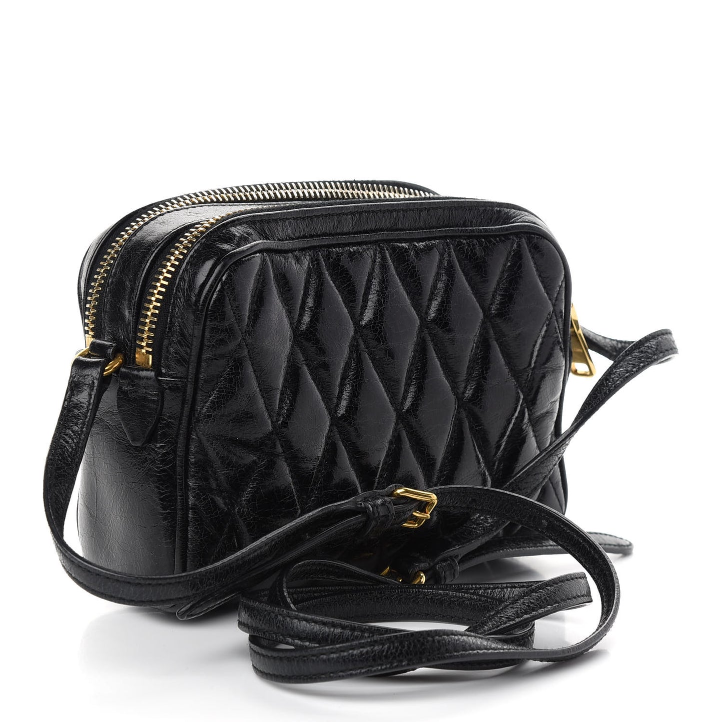 Vitello Shine Quilted Camera Bag Black